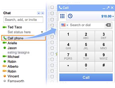 Google Gmail free phone calls